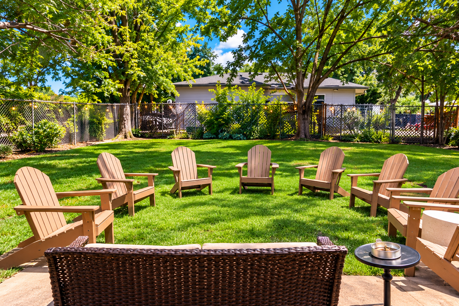 Backyard common area with outdoor seating