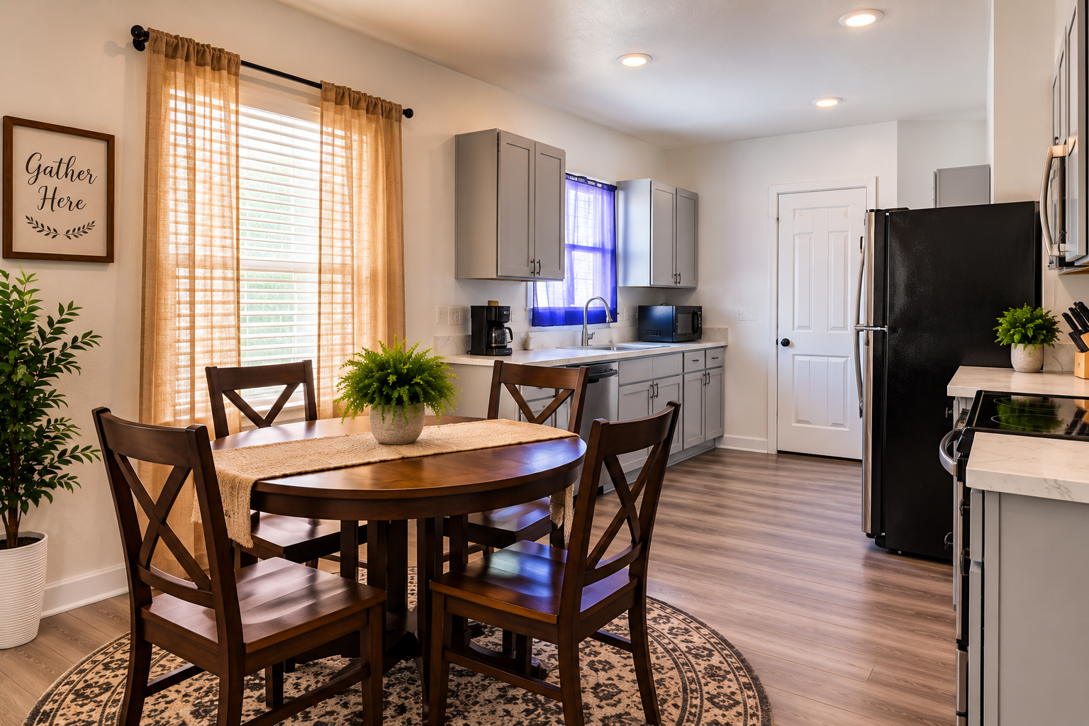 Dining area and kitchen